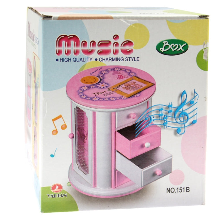 Jewelry Box Case Casket with Mirror & Built-in Music Novelty Gift (No.151B)(Pink)