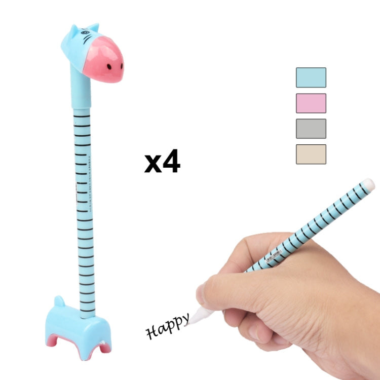 4 PCS Creative Donkey Style Gel Ink Pen & Pen Holder, Random Color Delivery
