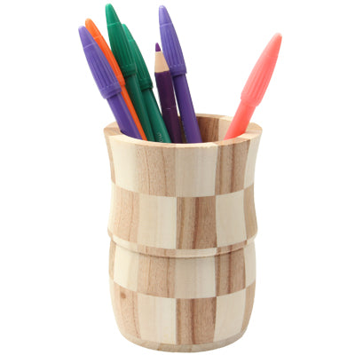 Wooden Vase Type Brush Pot Pen Container Pen Holder Tubular Penrack