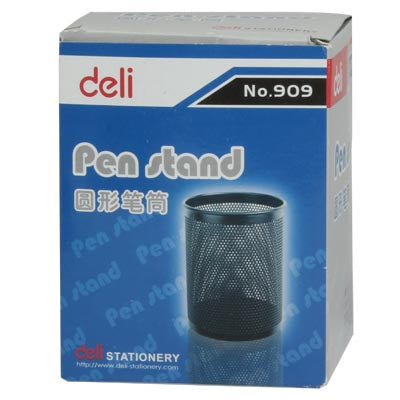 909 Circular Steel Wire Mesh Pen Container,Size:8.5x8.5x10.5 (Black)
