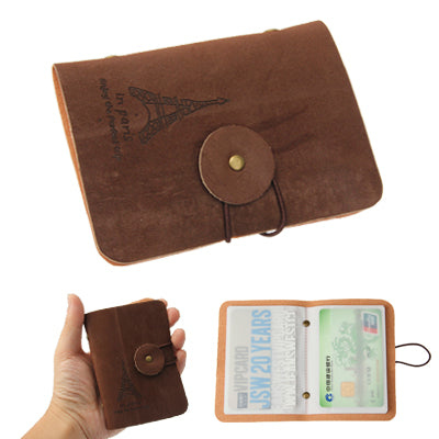 Eiffel Tower Pattern Velour Leather 20 Cards Case Holder Bank Card Bag Pouch