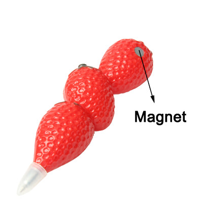 Lifelike Strawberry Shaped Style Ball Point Pen Magnetic Fridge Hanger