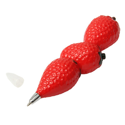Lifelike Strawberry Shaped Style Ball Point Pen Magnetic Fridge Hanger