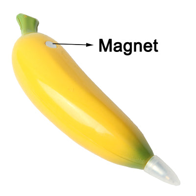 Lifelike Banana Shaped Style Ball Point Pen Magnetic Fridge Hanger