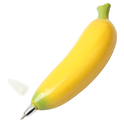 Lifelike Banana Shaped Style Ball Point Pen Magnetic Fridge Hanger