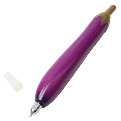 Lifelike Eggplant Shaped Style Ball Point Pen Magnetic Fridge Hanger
