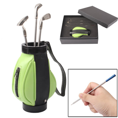 Golf Bag Pen Holder with 3 Golf Clubs Shape Ball Pens