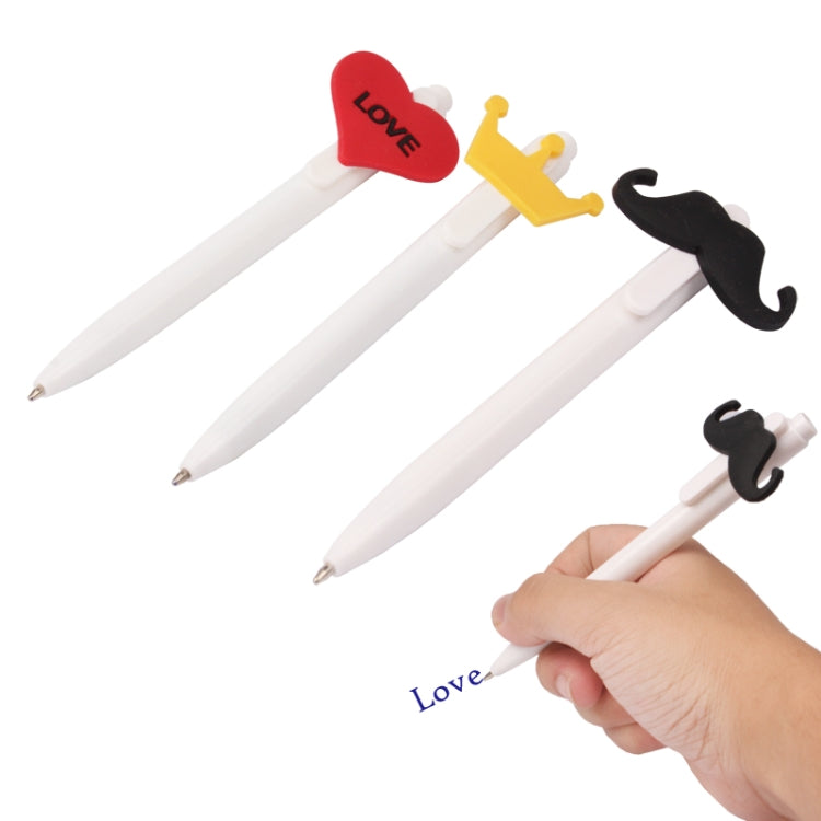 Cute Heart + Crown + Mustache Style Ball Point Pen (3pcs in one packaging, the price is for 3pcs)