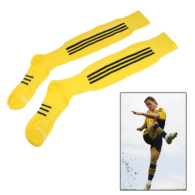 Vertical Stripes Pattern Cotton Football Stockings, Length:62cm(Yellow)