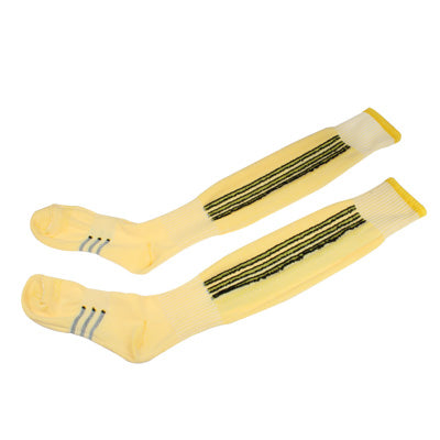 Vertical Stripes Pattern Cotton Football Stockings, Length:62cm(Yellow)