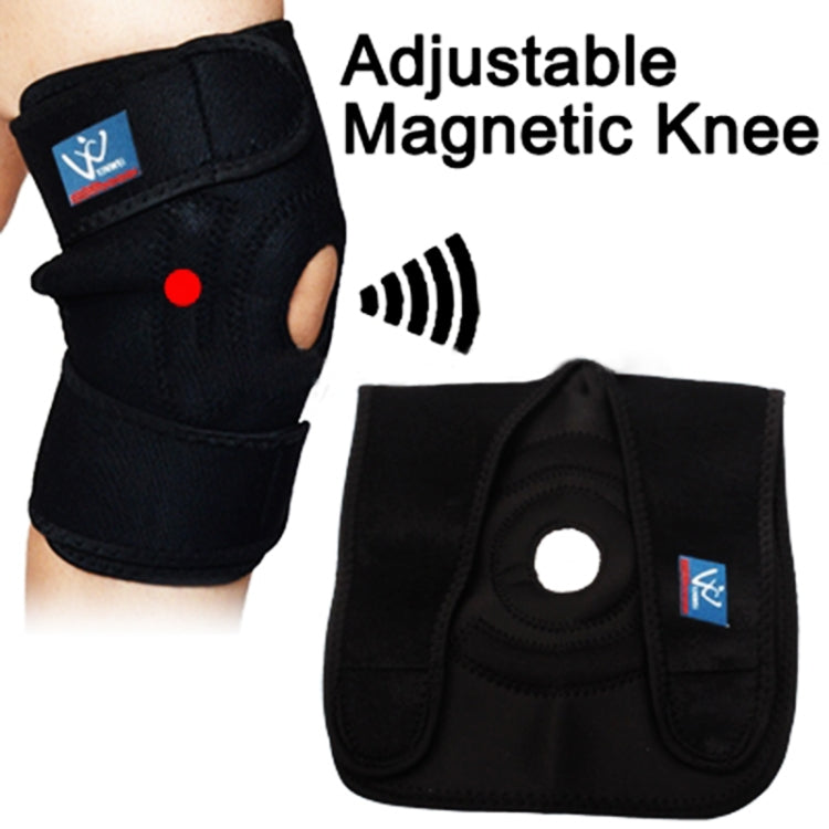 Adjustable Single Magnetic Treatment Cut-out Stretchy Knee Shield Support Protector Gear