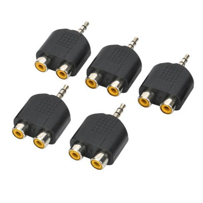 5 pcs 3.5mm Stereo Male to Dual RCA Female Converters Adapters