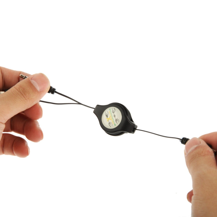 USB to 3.5mm AUX + Mini 5 Pin USB Retractable Cable for Portable Speaker, Length: 10cm (Can be Extended to 80cm), Black