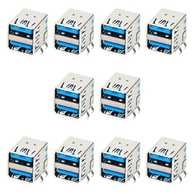 10 pcs Dual USB 3.0 Female Socket Connector