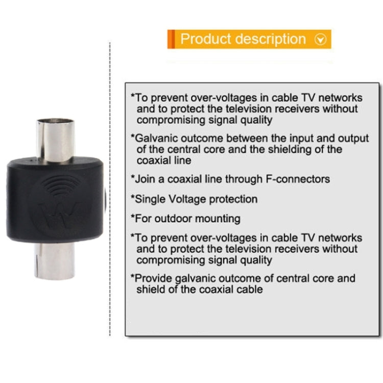ICE Male to Female Adapter, 90~240V TV Lightning Protector / TV Lightning Arrester