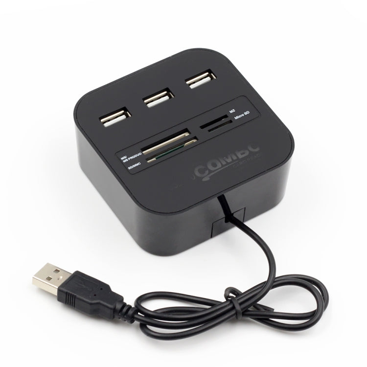 2 in 1 USB 2.0 M2 / TF / SD / MMC / MS / MS PRO DUO Card Reader & 3-port HUB