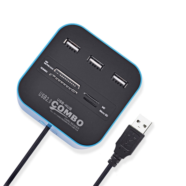 2 in 1 USB 2.0 M2 / TF / SD / MMC / MS / MS PRO DUO Card Reader & 3-port HUB