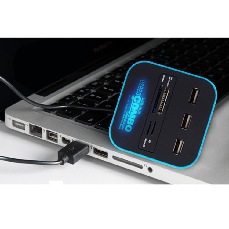 2 in 1 USB 2.0 M2 / TF / SD / MMC / MS / MS PRO DUO Card Reader & 3-port HUB