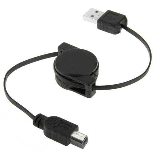 Retractable USB 2.0 AM to BM Cable, Length: 80cm(Black)