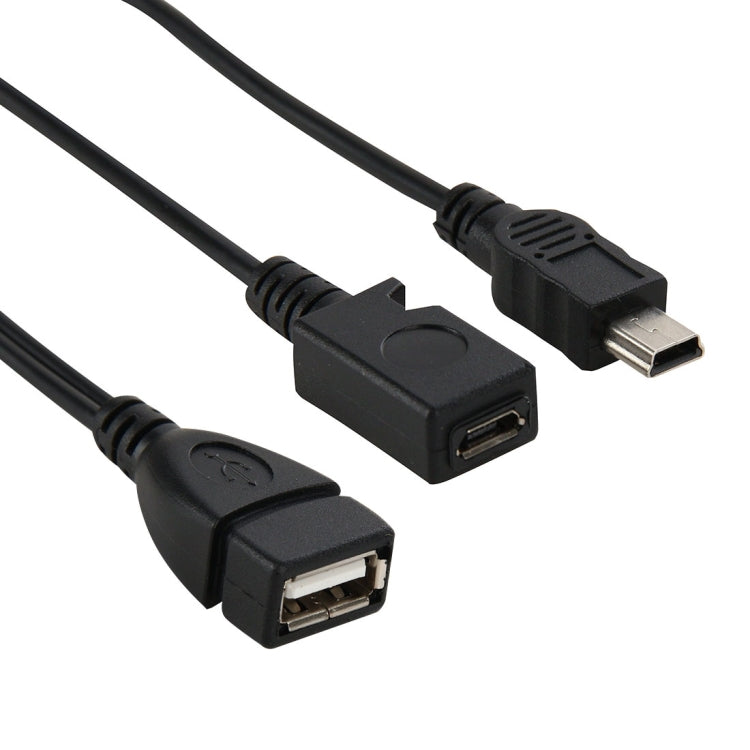 USB 2.0 Female to Mini USB AM + Micro 5 Pin AF Cable, Length: 20cm