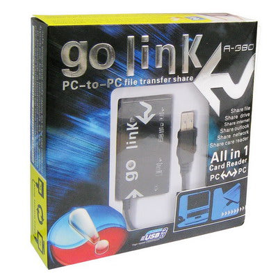 USB Go-Link PC to PC Cable with Universal Card Reader(Black)