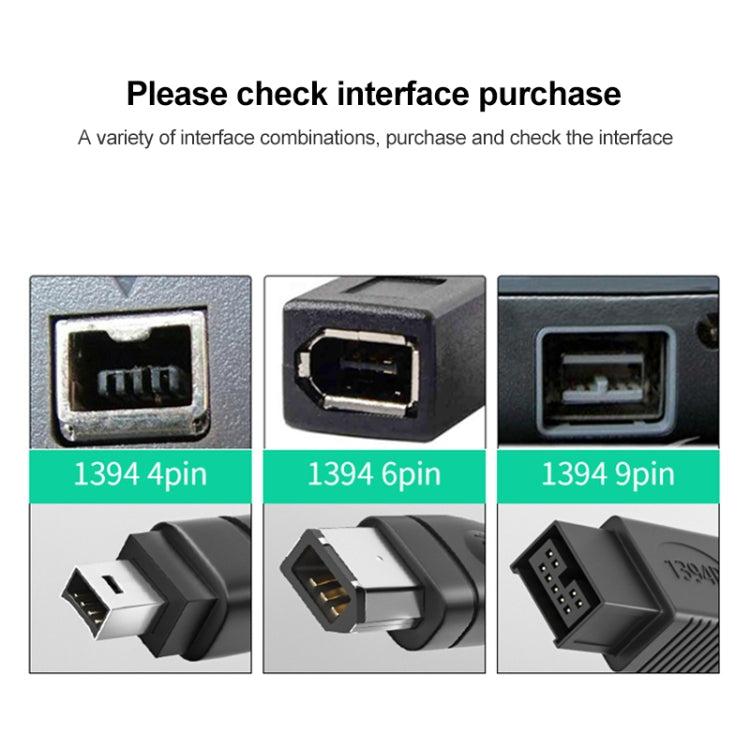 1.8m 9 Pin to 6 Pin 1394 FireWire Cable(Black)