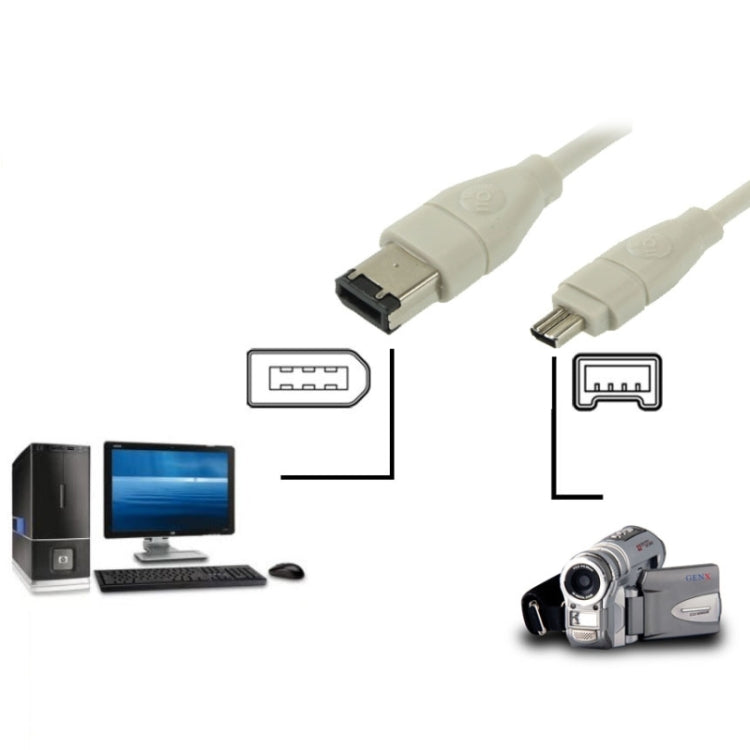 Firewire 6 Pin to 4 Pin Lead IEEE 1394 DV Out Cable, Length: 5m