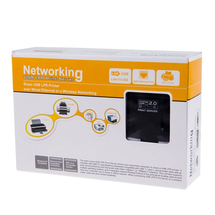 Networking USB 2.0 LPR Print Server (Share LRP Printers, USB Devices Over Wired Ethernet or a Wireless Networking)(Black)