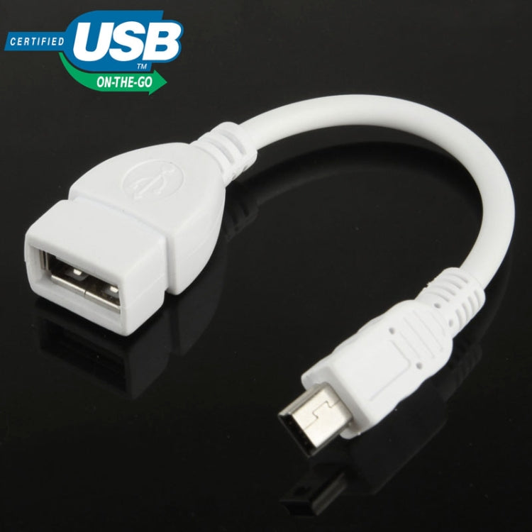 Mini 5-pin USB to USB 2.0 AF OTG Adapter Cable, Length: 12cm(White)