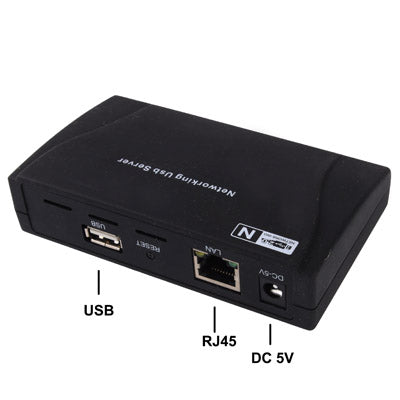 USB 2.0 Network Server (Share LPR Printers, USB Devices Over Wired Ethernet or a Wireless Networking)(Black)