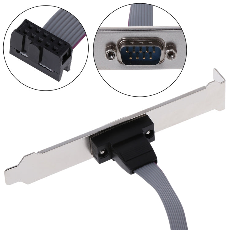 DB9 9pin Com Port host case Cable / RS232 port plate cable, Length: 36cm(Grey)
