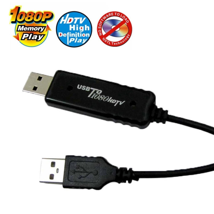 A390 USB Computer HD Video Output TV USB to 1080P HDTV Sharing Cable Memory Play, Cable Length: 120cm(Black)