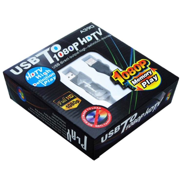 A390 USB Computer HD Video Output TV USB to 1080P HDTV Sharing Cable Memory Play, Cable Length: 120cm(Black)