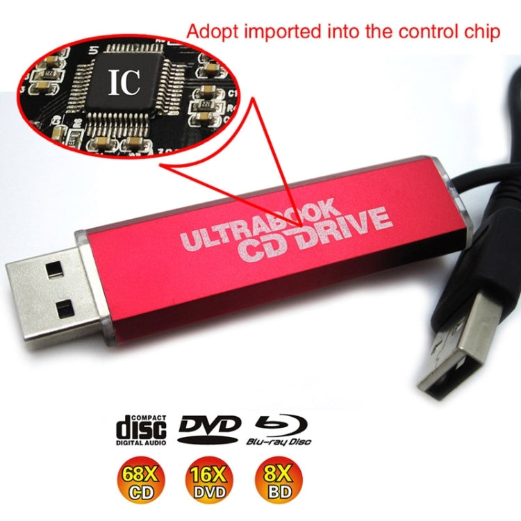 A830 USB External Drive Bridge Recording File Transfer Notebook CD-ROM PC Drive Connector, Length: 110cm (Red + Black)
