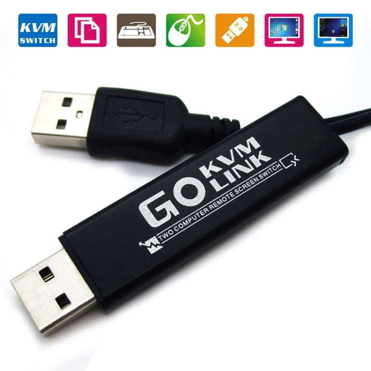 A890 Two Computer Cross Screen Switcher KVM Switch PC Intelligent Link Keyboard Share, Cable Length: 110cm(Black)