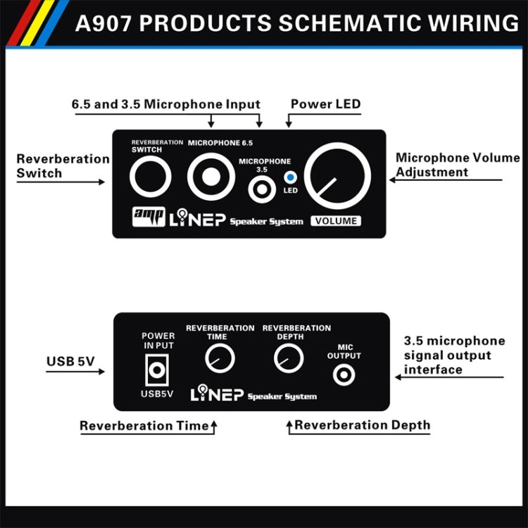 A907 Professional Two-channel Microphone Amplifier Dual Microphone Reverb