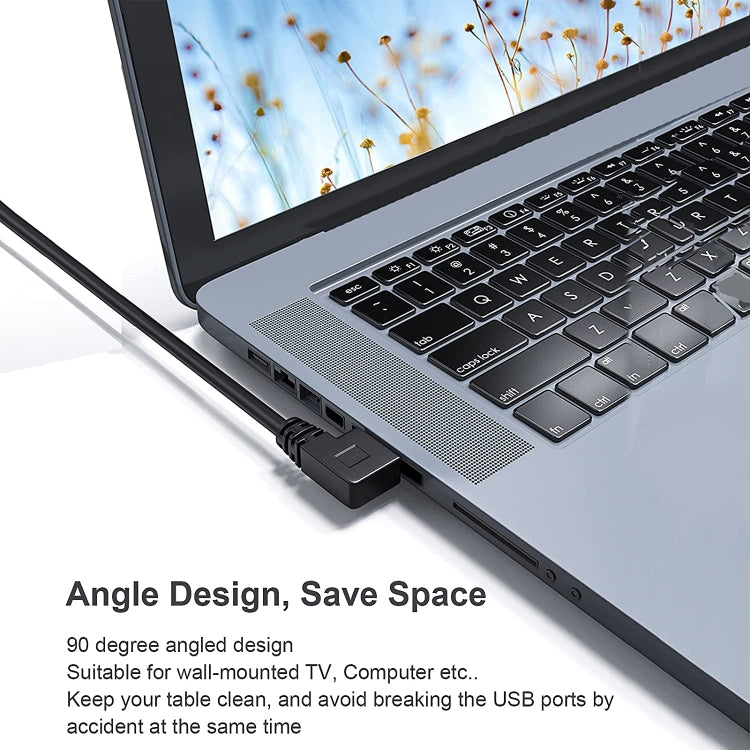 1m USB-C / Type-C 3.1 Male to USB 3.0 90 Degree Left Turn Adapter Cable(Black)