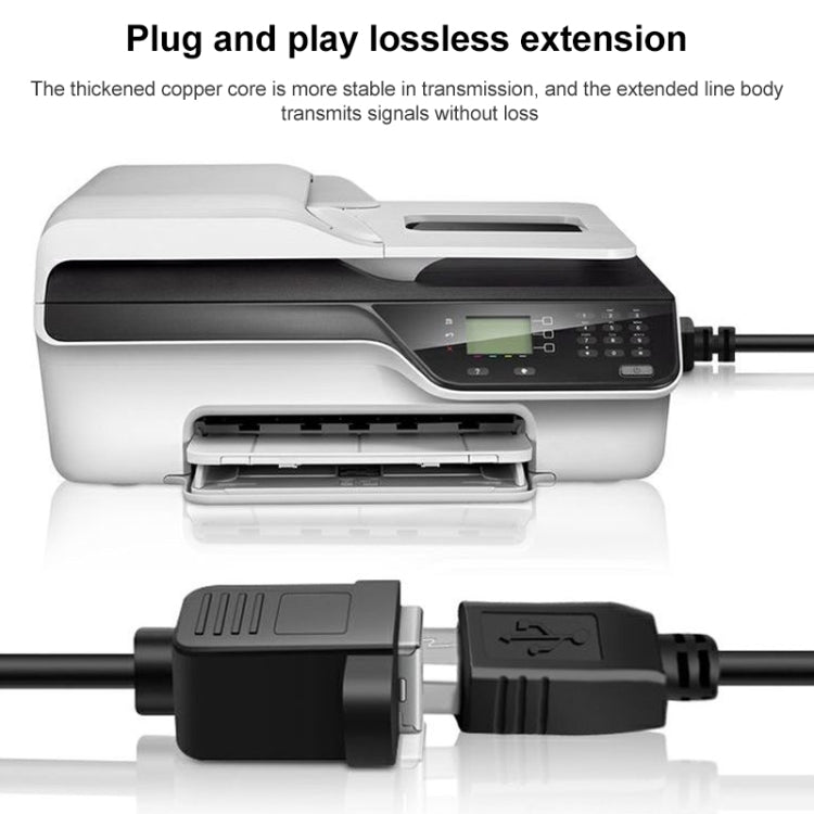USB 2.0 Male to USB 2.0 Type-B Female Printer / Scanner Adapter Cable for HP, Dell, Epson, Length: 50cm(Black)