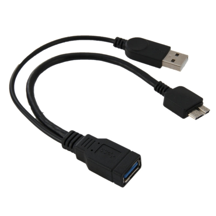 USB 3.0 Female to USB 2.0 Male & USB 3.0 Micro-B Male Y Splitter Data Cable for Portable Hard Drive / Smart Phone, Length: 21cm(Black)