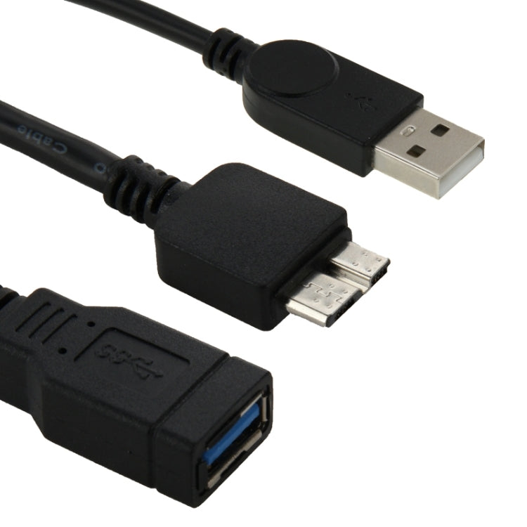 USB 3.0 Female to USB 2.0 Male & USB 3.0 Micro-B Male Y Splitter Data Cable for Portable Hard Drive / Smart Phone, Length: 21cm(Black)
