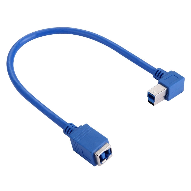 90 Degree Left Turn USB 3.0 Type-B Male to Female Printer / Scanner Data Cable for HP, Dell, Epson, Length: 30cm(Blue)