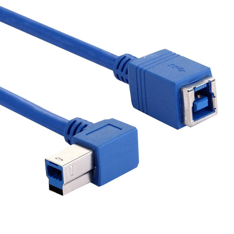 90 Degree Left Turn USB 3.0 Type-B Male to Female Printer / Scanner Data Cable for HP, Dell, Epson, Length: 30cm(Blue)