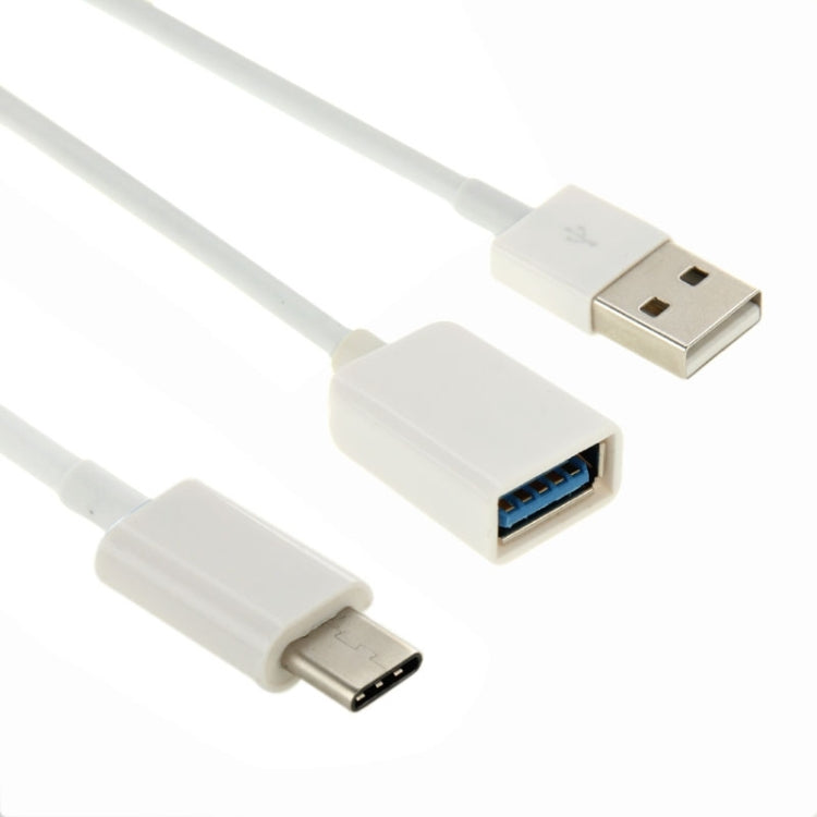 USB-C / Type-C 3.1  Male to USB 2.0 Female + USB 3.0 Female Data Cable, Length: 31cm, For Galaxy S8 & S8 + / LG G6 / Huawei P10 & P10 Plus / Xiaomi Mi6 & Max 2 and other Smartphones