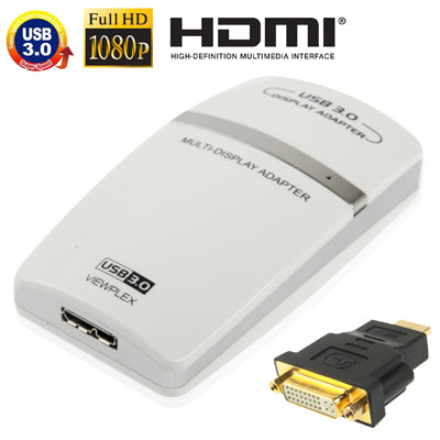 USB 3.0 to HDMI / DVI / VGA Graphic Adapter, Support Full HD 1080P, Expandable up to 6 Display Units(White)