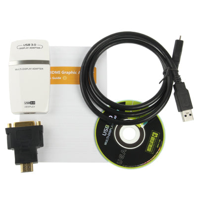USB 3.0 to HDMI / DVI / VGA Graphic Adapter, Support Full HD 1080P, Expandable up to 6 Display Units(White)