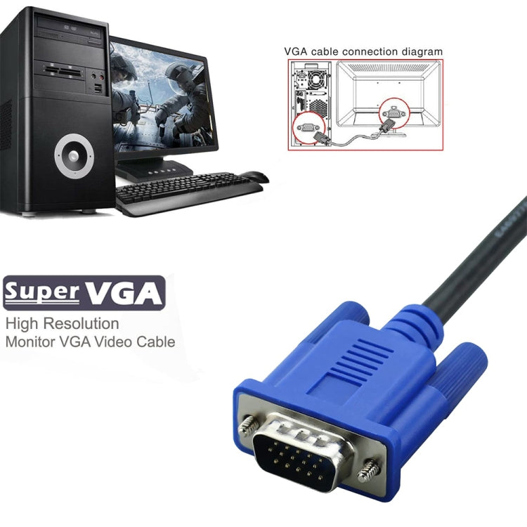 5m High Quality VGA 15Pin Male to VGA 15Pin Male Cable for LCD Monitor / Projector(Black)