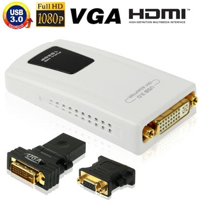 USB 3.0 to DVI / VGA / HDMI Adapter, Support Full HD 1080P, Expandable up to 6 Display Units