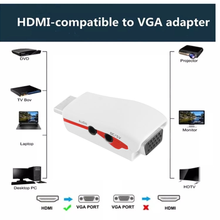 Full HD 1080P HDMI to VGA Adapter for Power and Audio