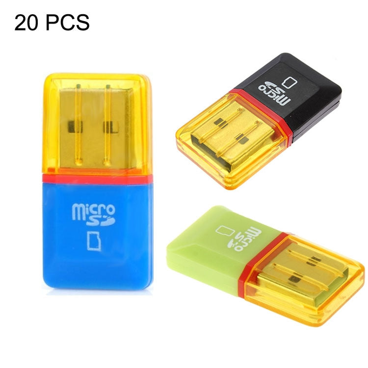 20 PCS Diamond High-Speed USB 2.0 Micro SD SDHC TF Card Reader, Random Color Delivery