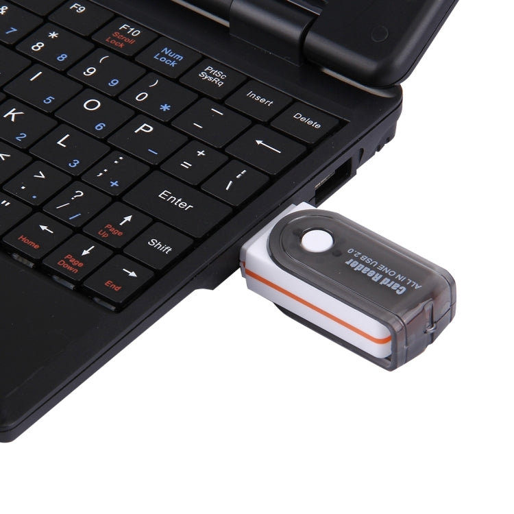 USB 2.0 All in One Memory Card Reader, Support SD / MMC / RS-MMC / Mini SD / TF / SDHC MMC / MMC TURBO Card, Support up to 32GB, Random Color Delivery